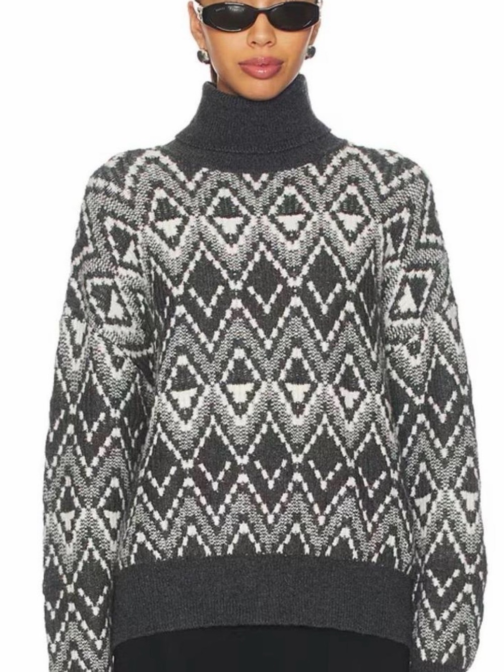 Varley Ida Fair isle Turtleneck Sweater XS runs like a M/L